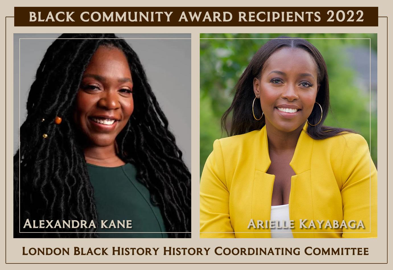 Alex Kane and Arielle Kayabaga, LBHCC Black Community Award Recipients 2022